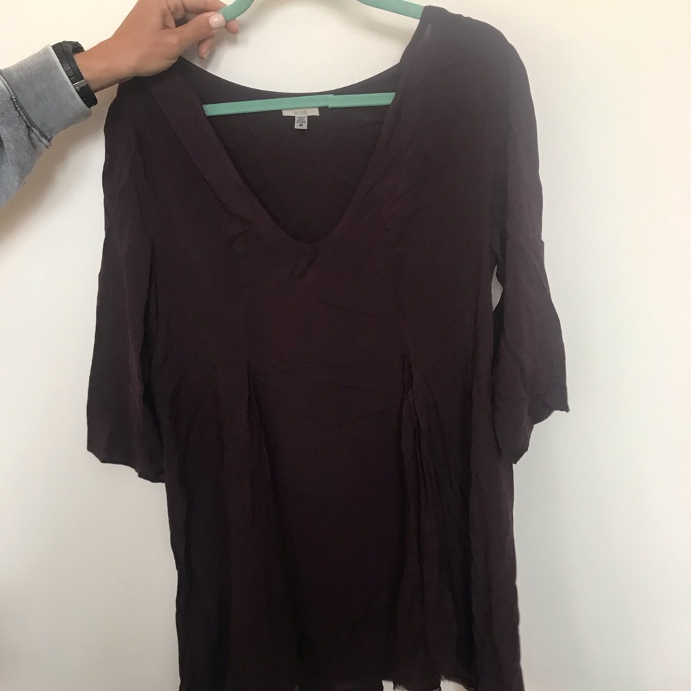 Acote 3 quarter sleeve V-neck swing dress